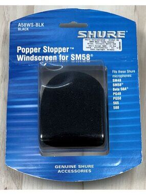 SHURE A58WS-BLK Black Foam Windscreen for SM58 Shure Ball Type Microphones NIP